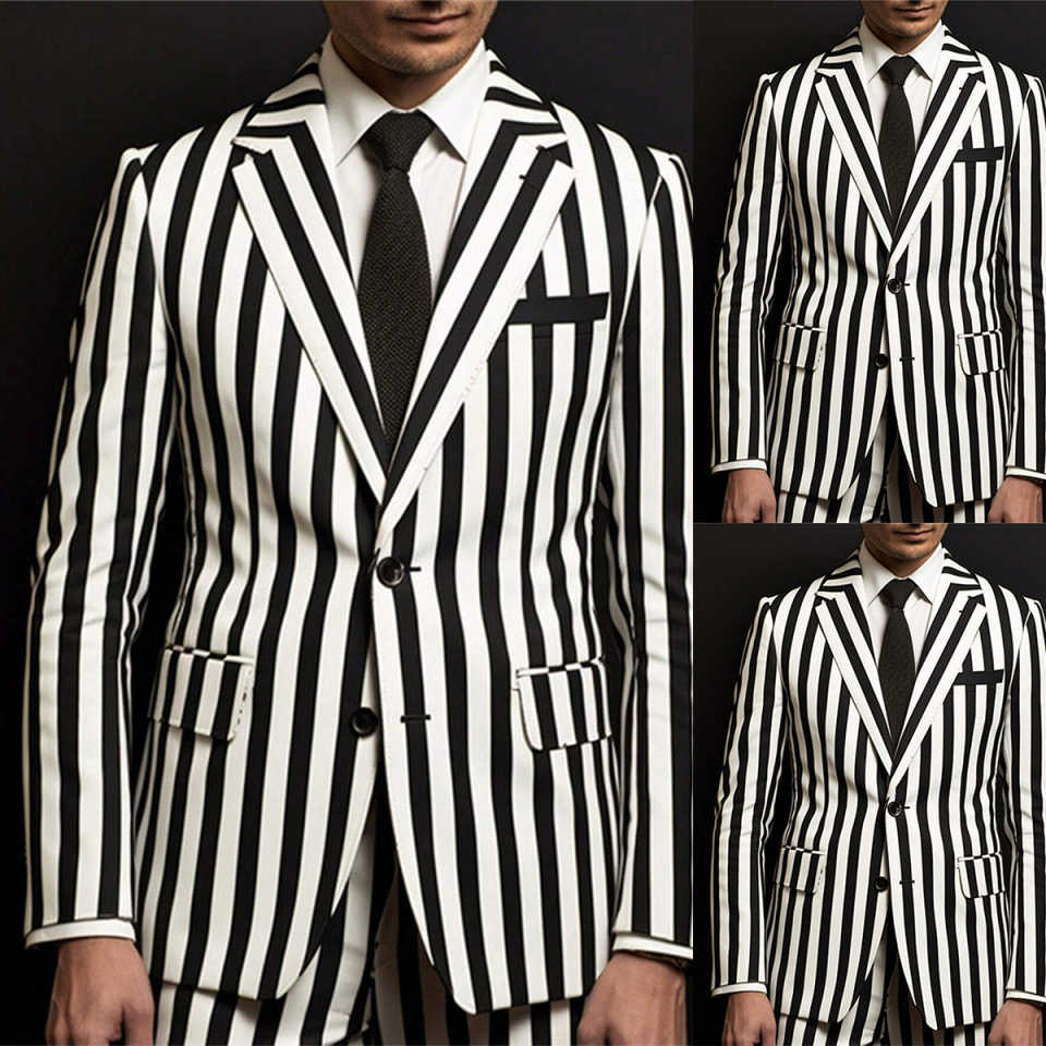 Men'S Holiday Formal Wear - แฟชั่นฤดูใบไม้ผลิ กางเกงผู้ชายลายทาง ชุดสูท สำหรับวันหยุด งานปาร์ตี้ งานพรอม