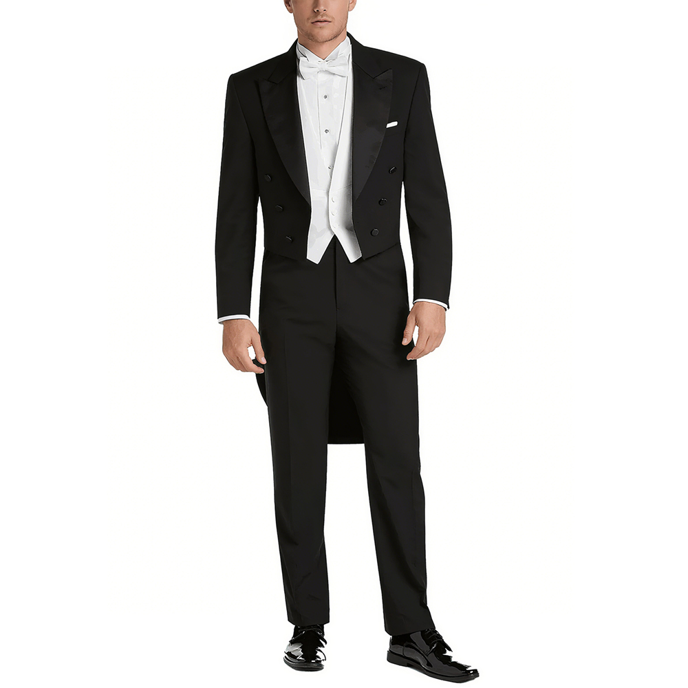Elegant Formal Men'S Wear - ชุดสูทผู้ชายผ้าซาติน ปกแหลม 3 ชิ้น สไตล์หรูหรา กระดุมสองแถว