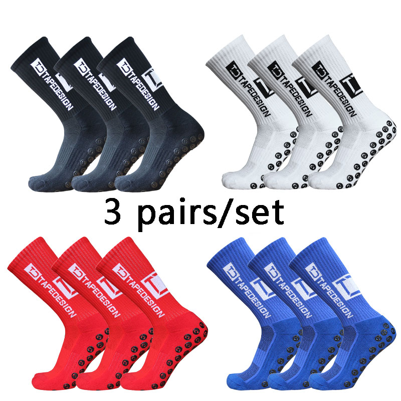 Sock Garter Men - ถุงเท้าถุงเท้าเตะฟุตบอลกันลื่น3คู่สำหรับผู้หญิงผู้ชายกีฬากลางแจ้ง