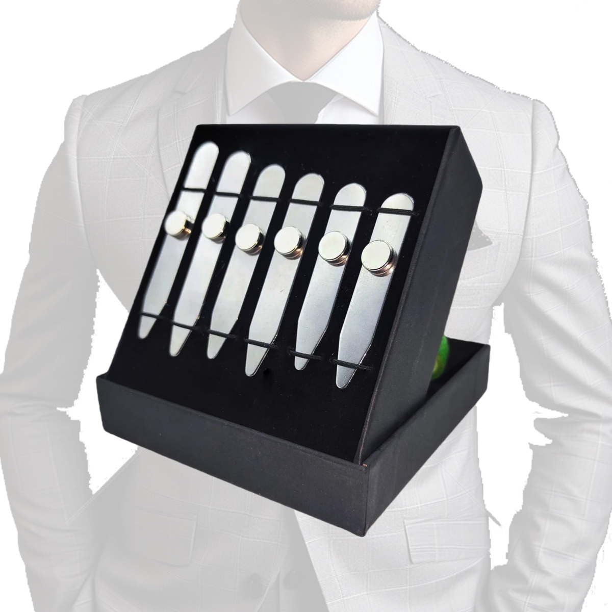 Collar Stay Metal - ตัวดันปกเสื้อสแตนเลส 6 ชิ้น พร้อมแม่เหล็ก 6 ตัว,