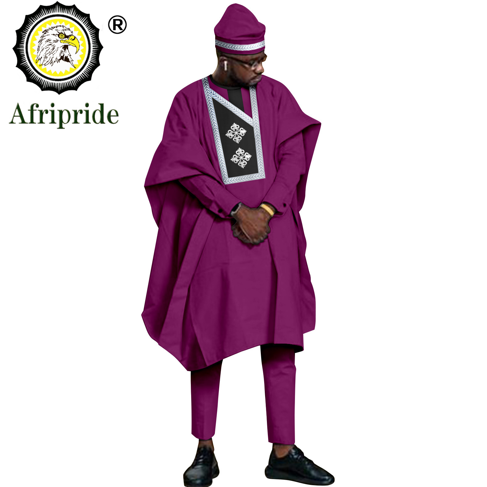 Men'S Formal Wear For A Wedding - ผู้ชายชุด Agbada Robe Dashiki เสื้อกางเกงและหมวกชุด4ชิ้น Tribal