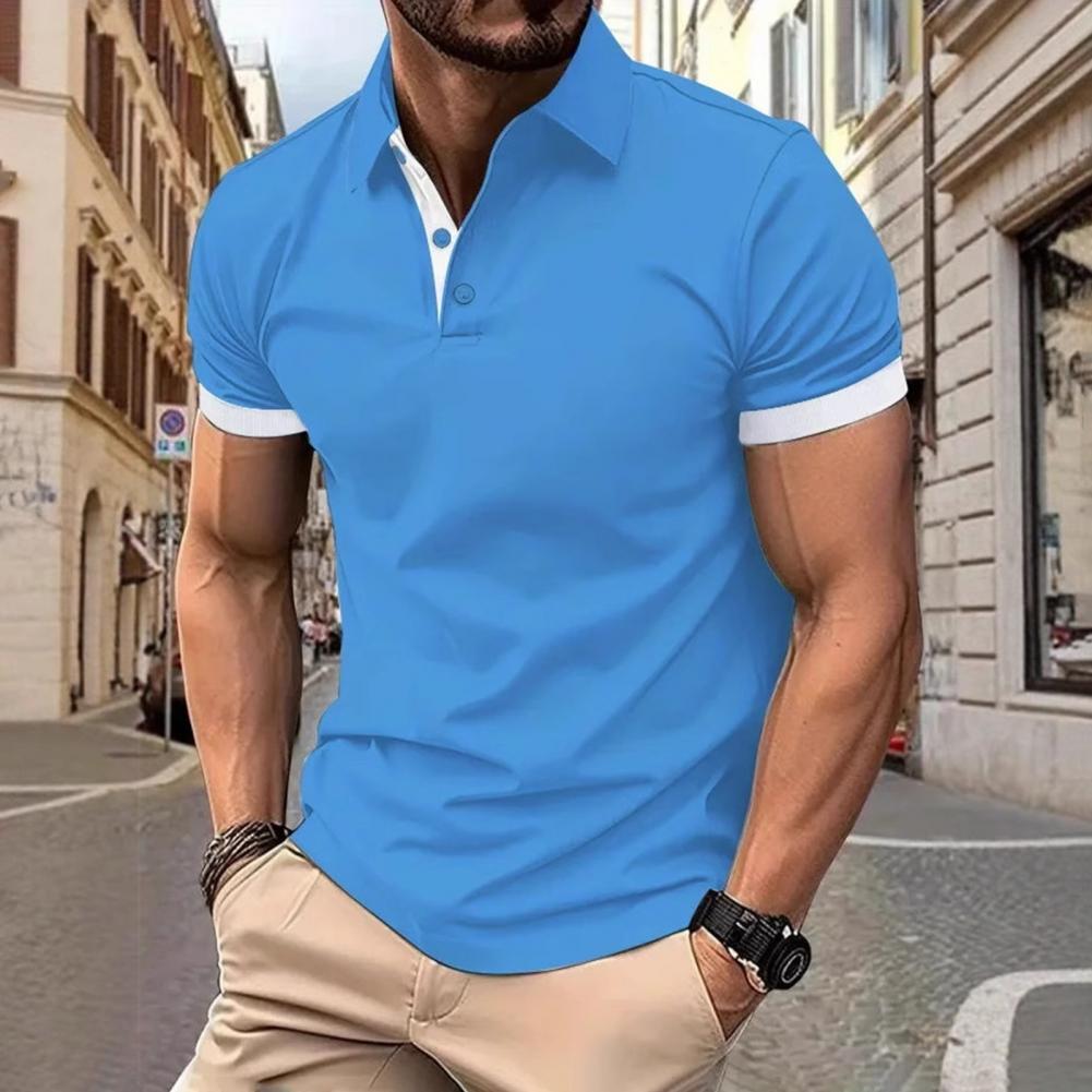 Men'S Polo Formal Wear - เสื้อผู้ชาย แขนสั้น ปกเสื้อ ทรงหลวม สไตล์ลำลอง เสื้อพูลโอเวอร์ทรงหลวม