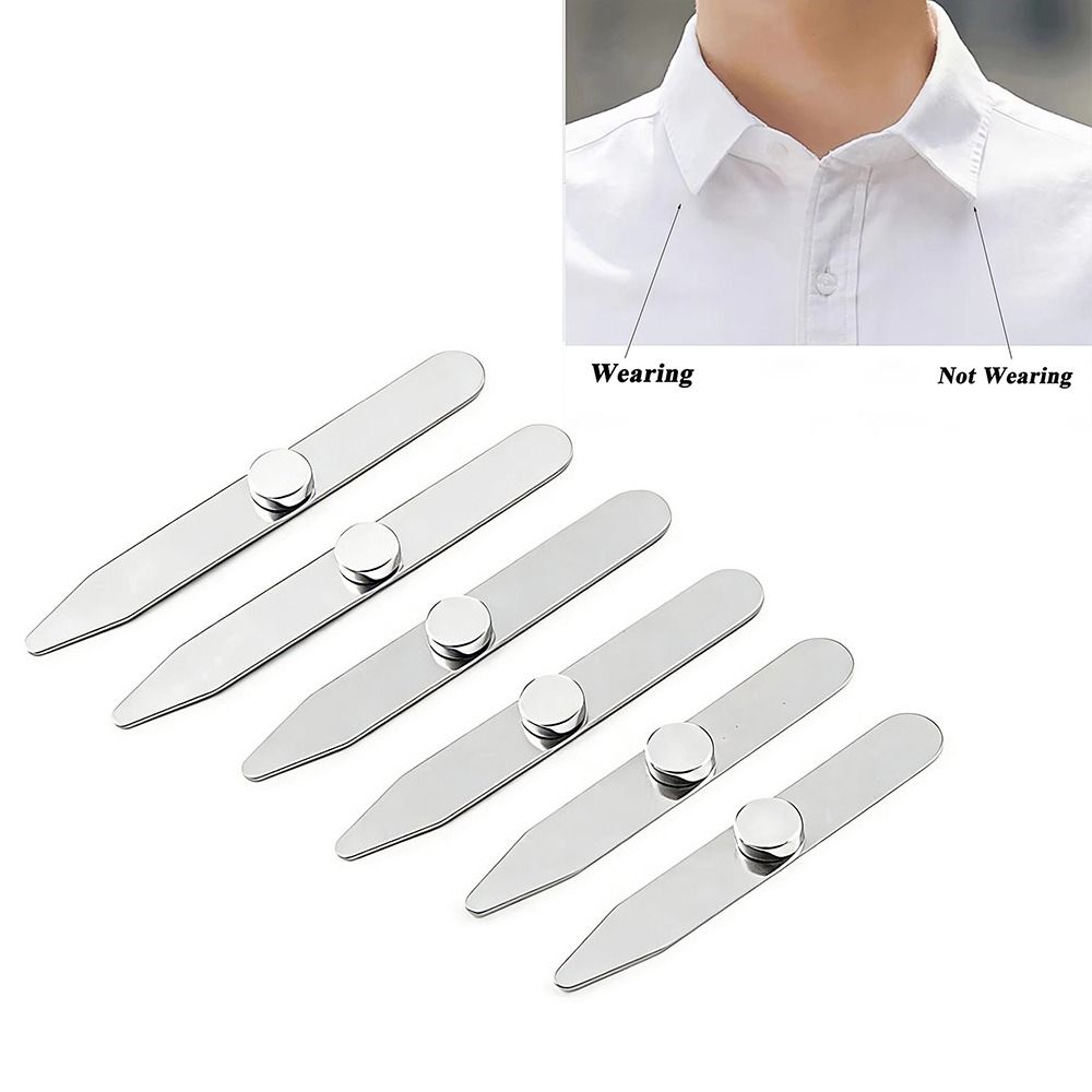 Collar Stay Metal - แผ่นรองคอเสื้อแม่เหล็กสแตนเลสทนทาน 6 ชิ้น พร้อมกล่อง สำหรับนักธุรกิจ