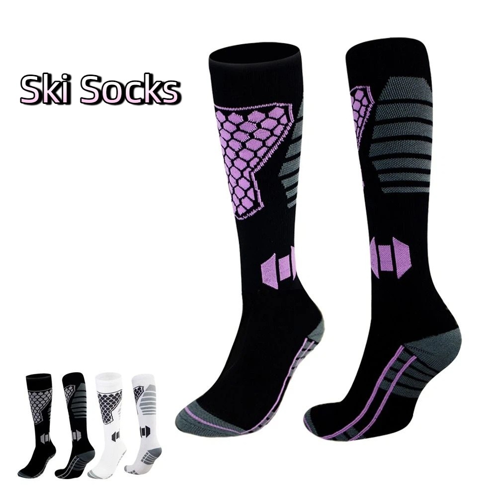 Sock Garter Men - ถุงเท้าสกีแบบหนาพิเศษ ระบายอากาศได้ดี ถุงเท้ารัดรูปกันความร้อน ซับเหงื่อ กันลื่น ถุงเท้ายาวถึงเข่า