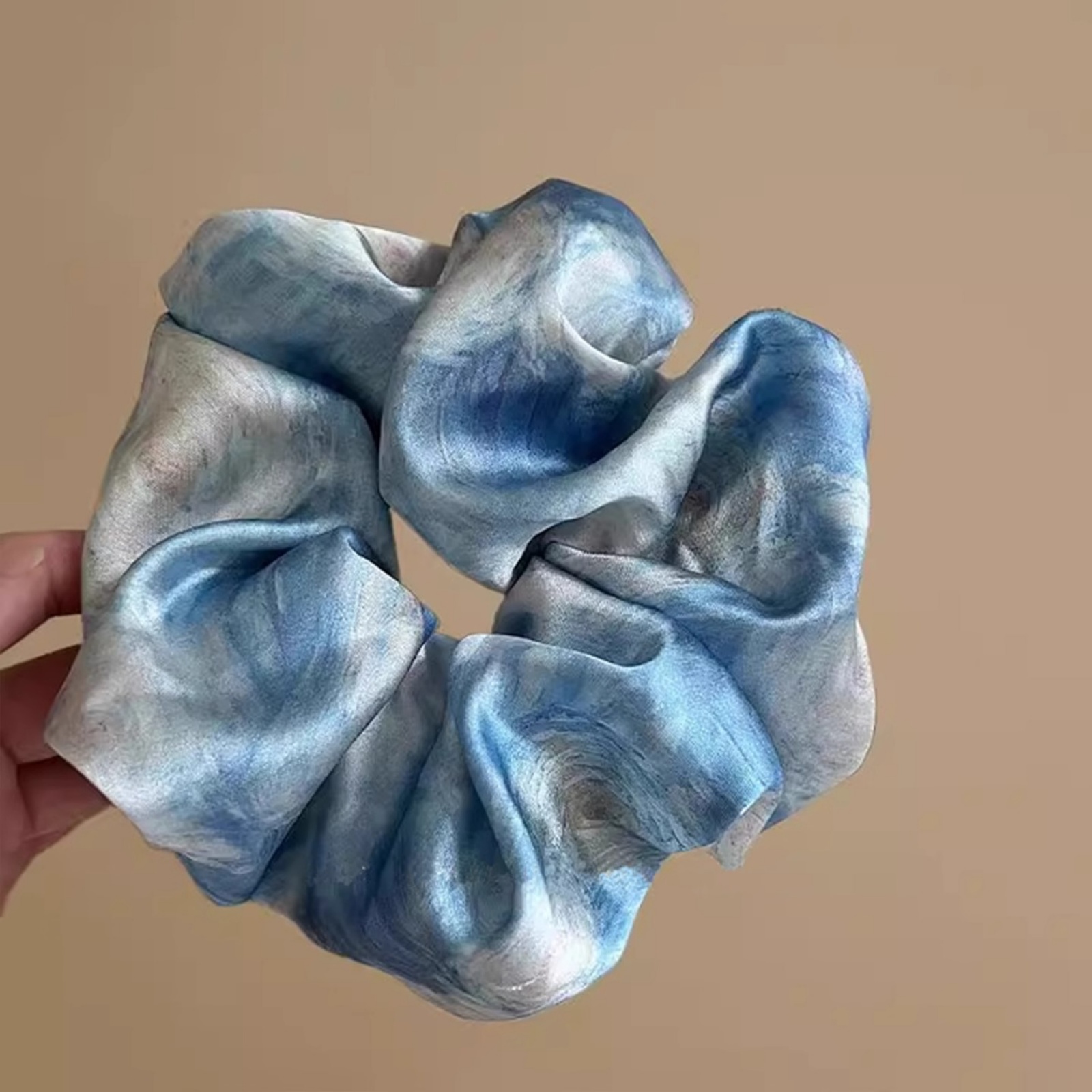 1 ชิ้นสีฟ้าสีน้ําผม Scrunchie, - Silk Tie Woven บทวิจารณ์และราคา
