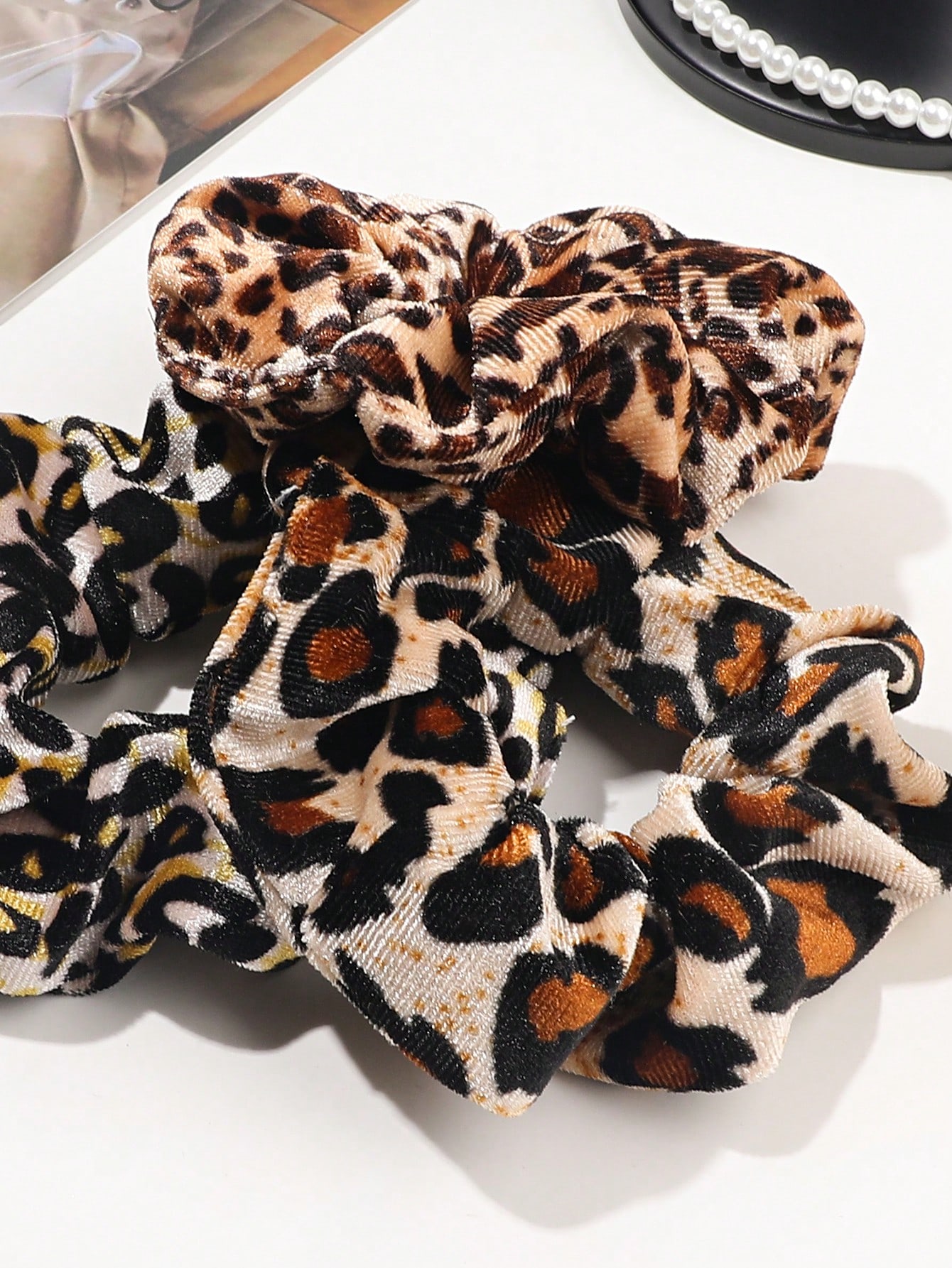 ยางมัดผมกำมะหยี่ลายเสือดาวและผ - Silk Tie Woven บทวิจารณ์และราคา