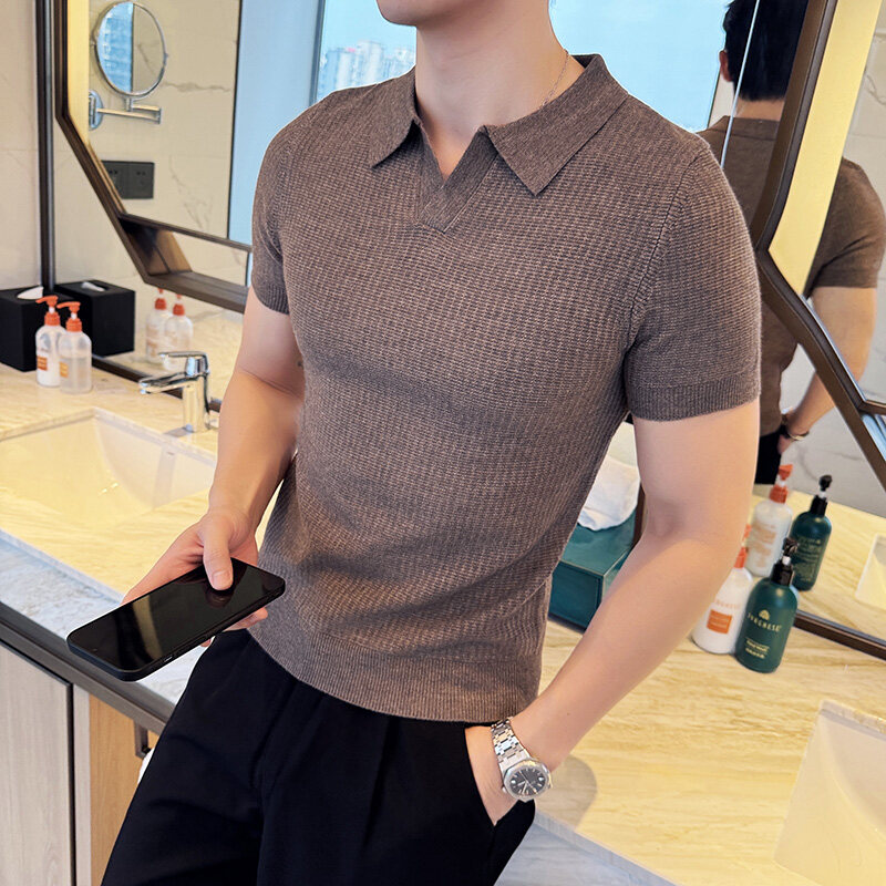 เสื้อสเวตเตอร์ถัก Jacquard ปกโ - Men'S Polo Formal Wear บทวิจารณ์และราคา