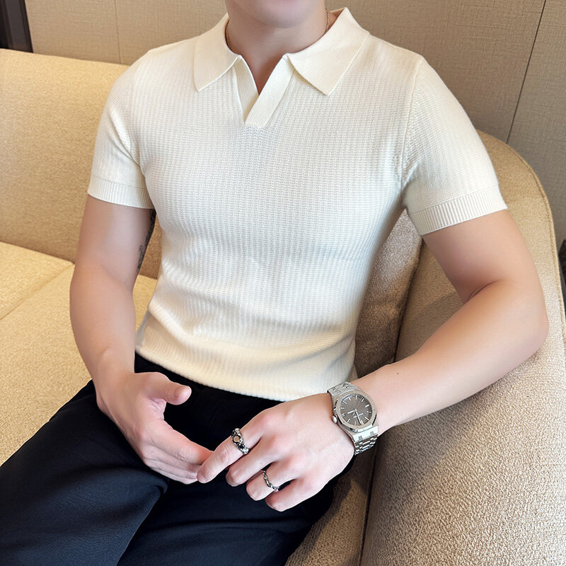 เสื้อสเวตเตอร์ถัก Jacquard ปกโ - Men'S Polo Formal Wear บทวิจารณ์และราคา