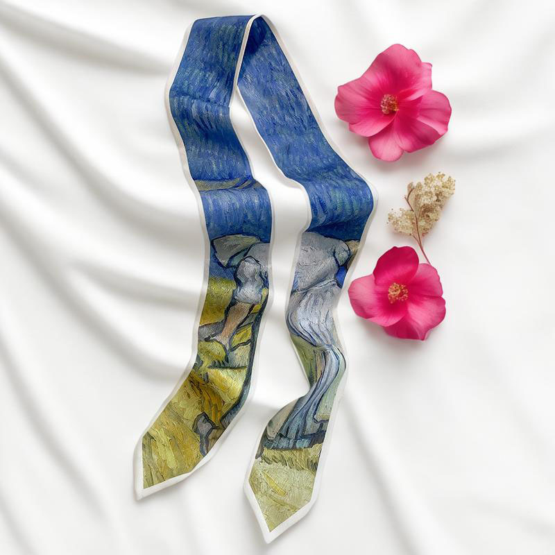 ผ้าพันคอผูกผมแบบยาว ผ้าพันคอผื - Silk Tie Woven บทวิจารณ์และราคา