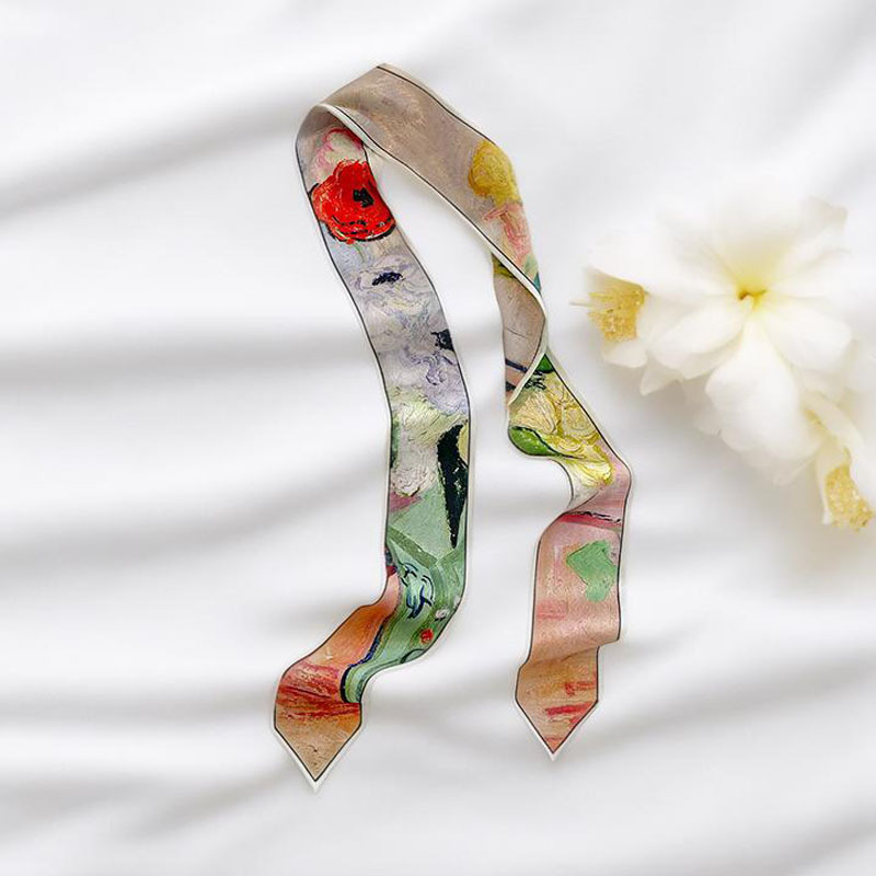 ผ้าพันคอผูกผมแบบยาว ผ้าพันคอผื - Silk Tie Woven บทวิจารณ์และราคา