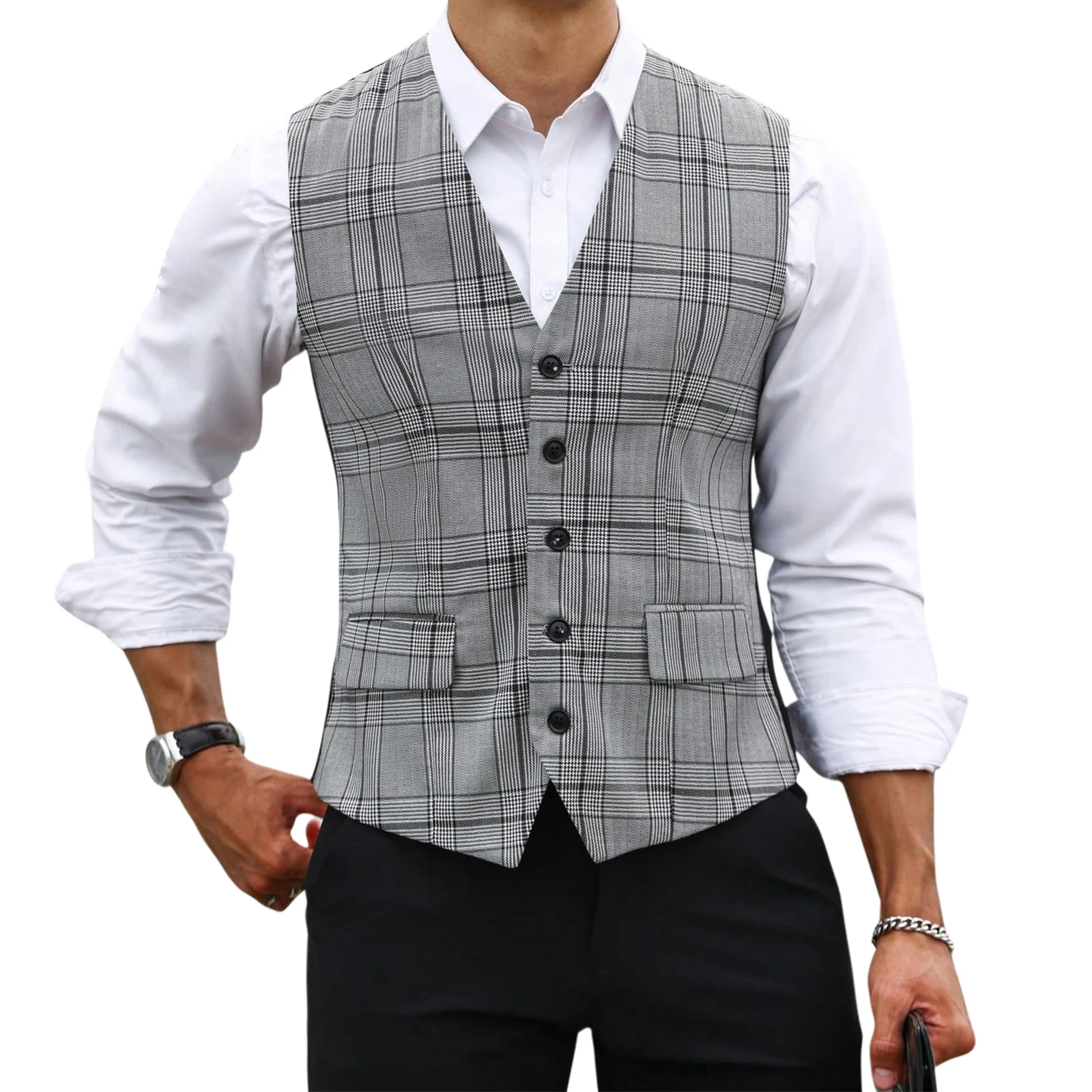 เสื้อกั๊กสูทลายสก๊อตสีเทาสำหรั - Men'S Formal Wear For A Wedding บทวิจารณ์และราคา