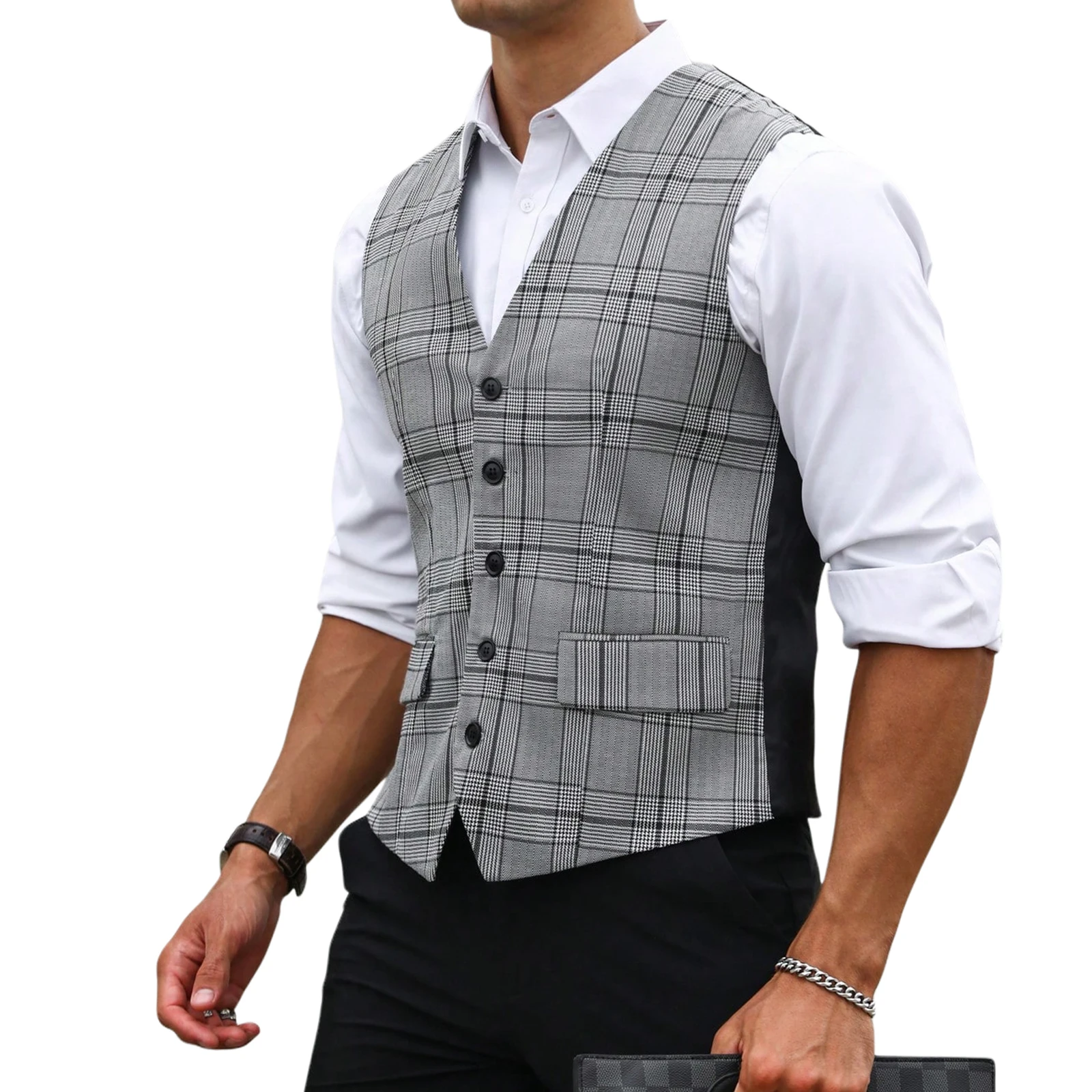 เสื้อกั๊กสูทลายสก๊อตสีเทาสำหรั - Men'S Formal Wear For A Wedding บทวิจารณ์และราคา